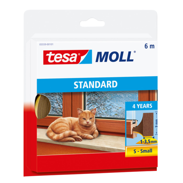 Tochtstrip tesamoll® Standard I-Profiel zelfklevend 6mx9mm bruin