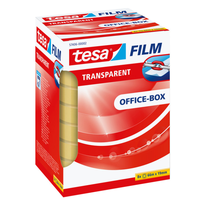 Plakband tesafilm® 66mx19mm Transparant 8 rollen