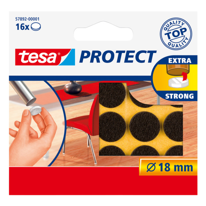Beschermvilt tesa® Protect anti-kras Ø18mm bruin 16 stuks
