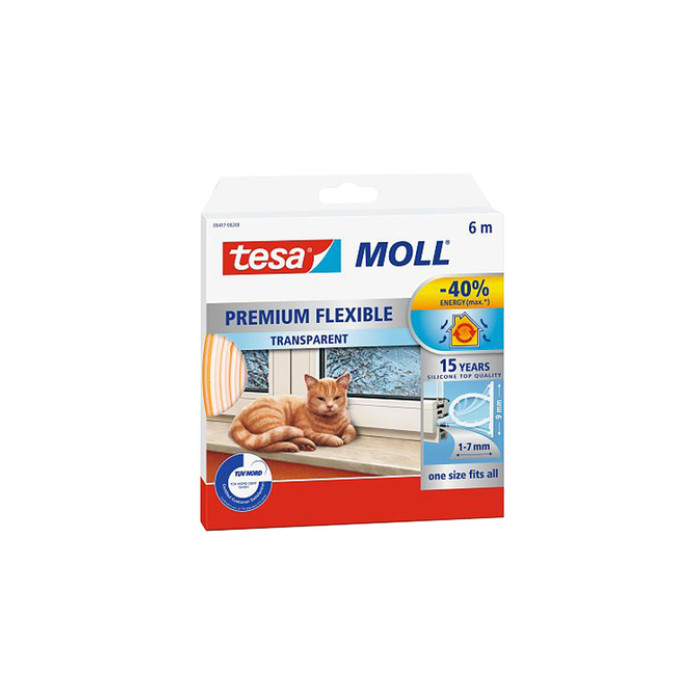 Tochtstrip tesamoll® Premium Flexible siliconen 6mx9mm transparant