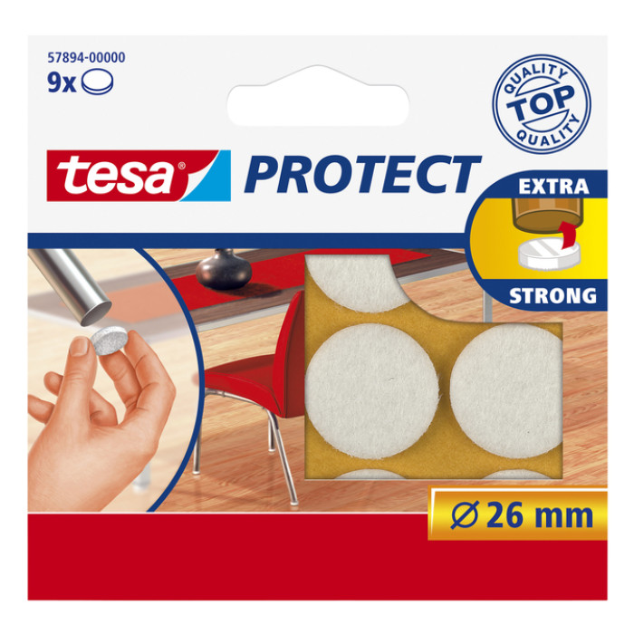 Beschermvilt tesa® Protect anti-kras Ø26mm wit 12 stuks
