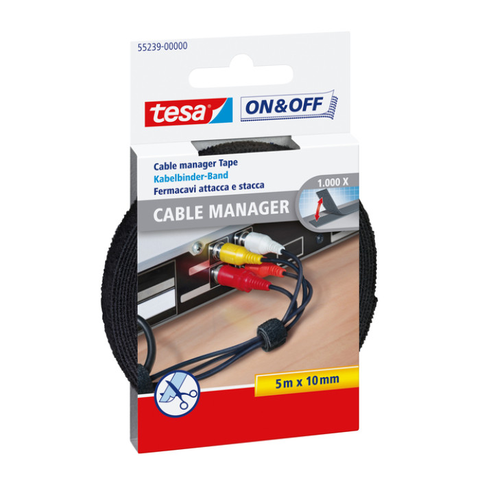 Kabelmanager tesa® On & Off bundelen 5mx10mm zwart