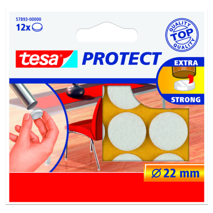 Beschermvilt tesa® Protect anti-kras Ø22mm wit 12 stuks