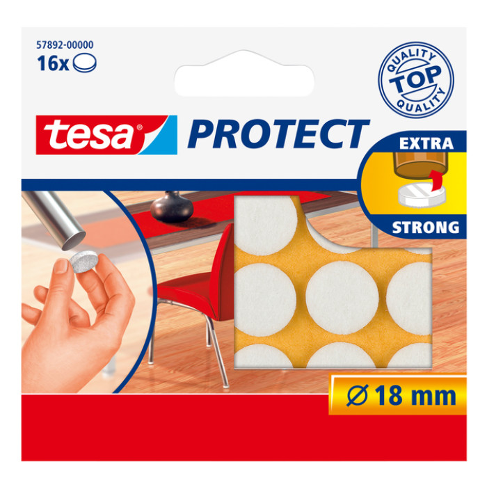 Beschermvilt tesa® Protect anti-kras Ø18mm wit 16 stuks
