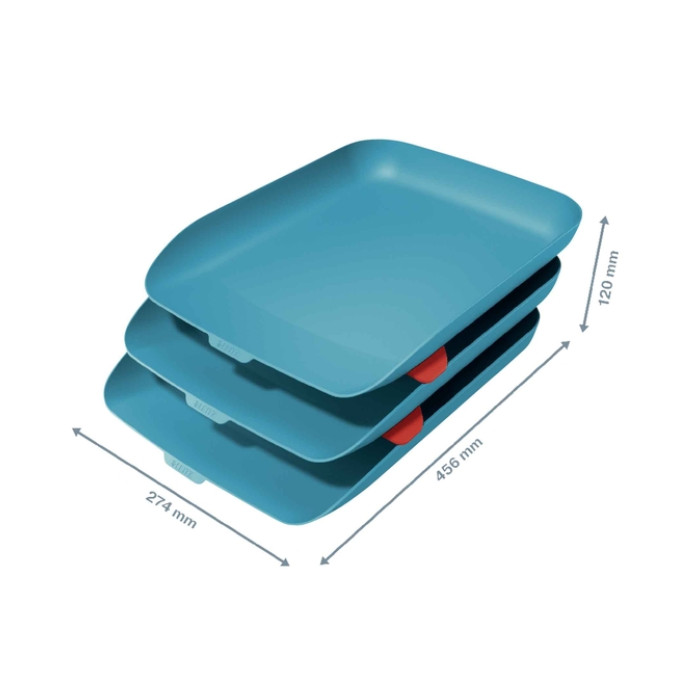Brievenbak Leitz Cosy set van 3 A4 sereen blauw