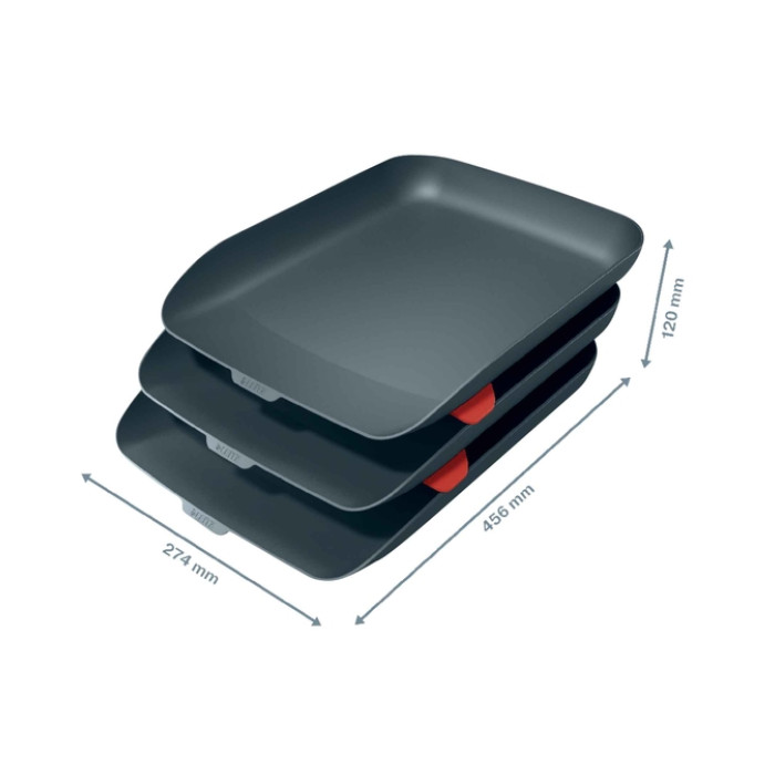 Brievenbak Leitz Cosy set van 3 A4 fluweel grijs