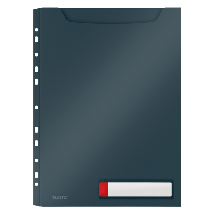 Insteekmap U-model Leitz Cosy harmonica A4 met perforatiestrip PP grijs