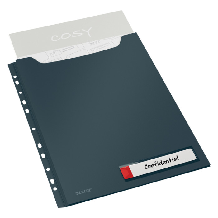 Insteekmap U-model Leitz Cosy harmonica A4 met perforatiestrip PP grijs