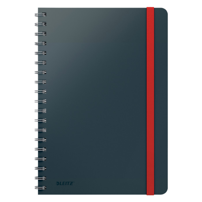 Notitieboek Leitz Cosy B5 160blz 100gr spiraal lijn grijs