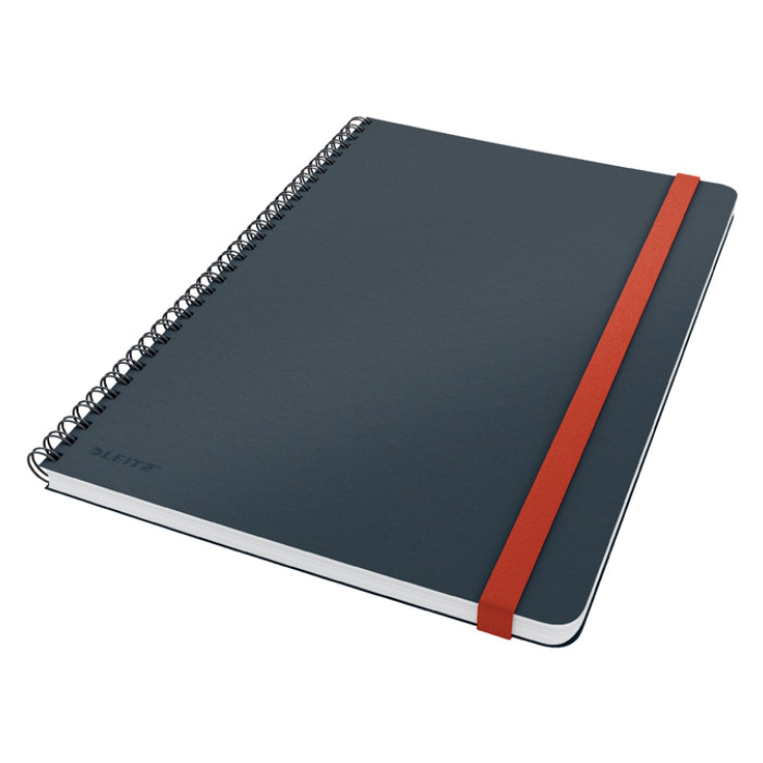 Notitieboek Leitz Cosy B5 160blz 100gr spiraal lijn grijs