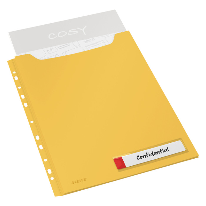 Insteekmap U-model Leitz Cosy harmonica A4 met perforatiestrip PP geel