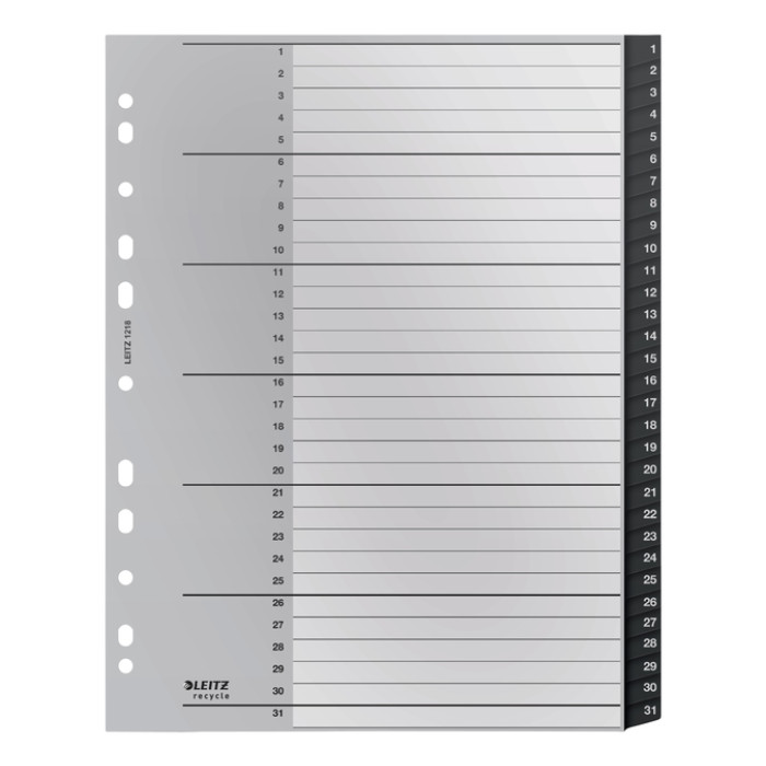 Tabblad Leitz Recycle A4 11-gaats  1-31 extra breed PP