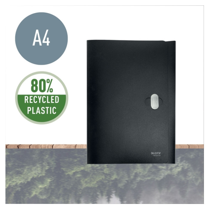 Dossiermap Leitz Recycle A4 3-kleps PP zwart