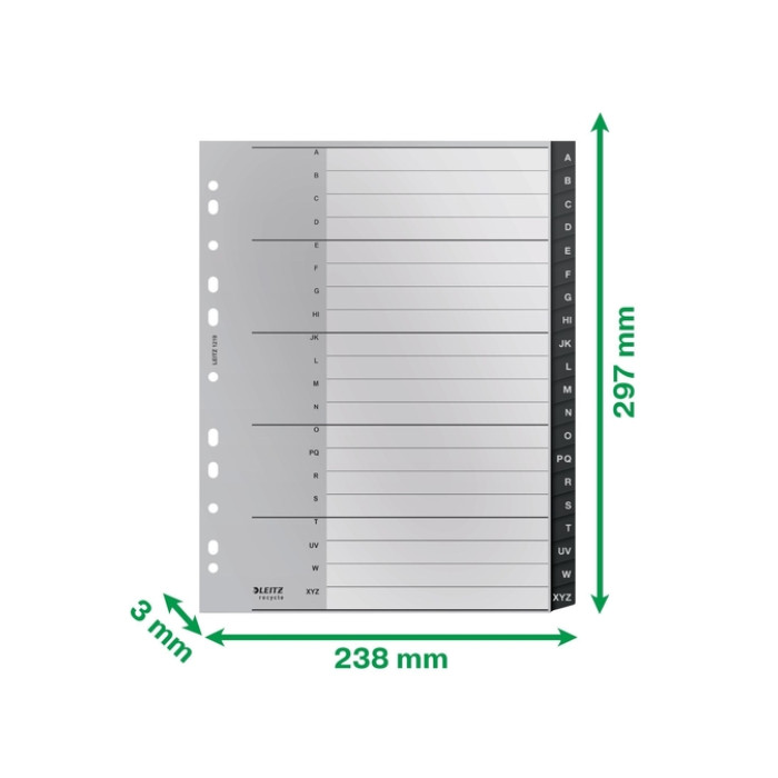 Tabblad Leitz Recycle A4 11-gaats A-Z extra breed PP