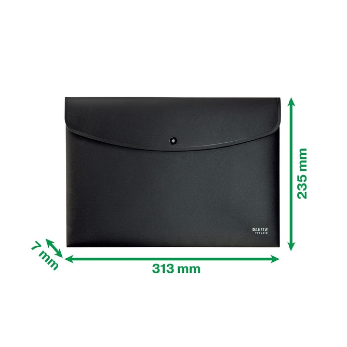 Enveloptas Leitz Recycle A4 met drukknopen PP zwart