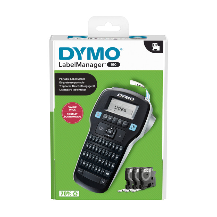 Labelprinter Dymo LabelManager 160 draagbaar azerty 12mm zwart valuepack