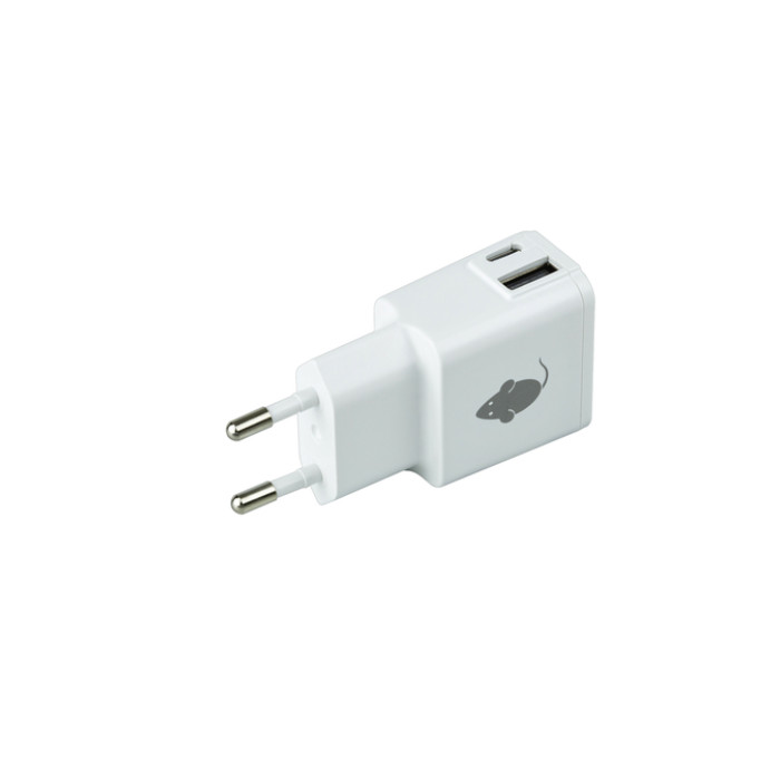 Oplader Green Mouse USB-C 1x en USB-A 1x 2.4A wit