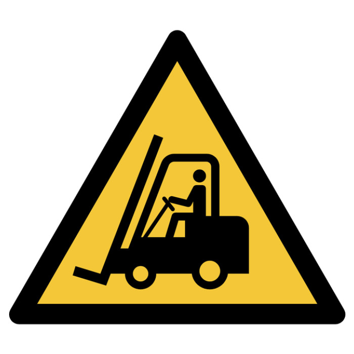 Pictogram bordje Djois Waarschuwing: transportvoertuigen 200x176mm geel
