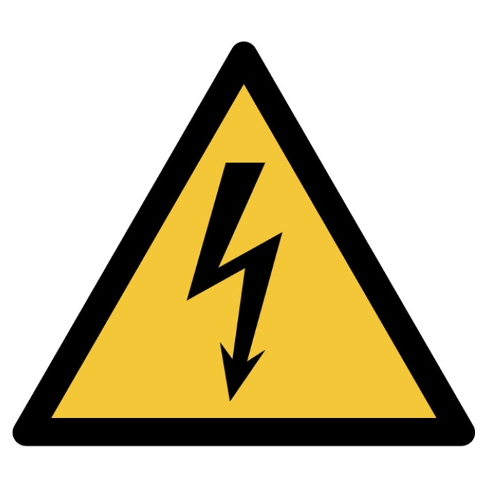 Pictogram bordje Djois Waarschuwing: elektrische spanning 200x176mm geel