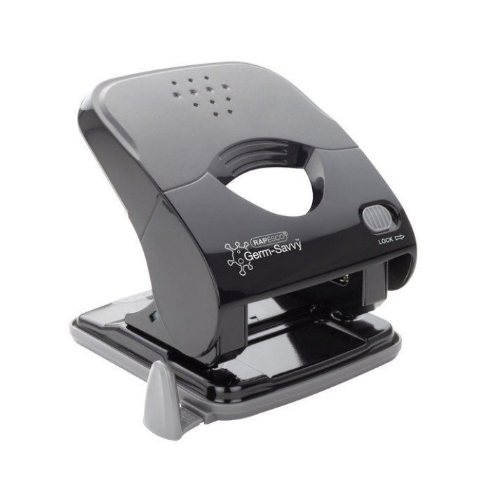 Perforator Rapesco Germ-Savvy Less Effort Eco X5-40ps antibacterieel 2-gaats zwart