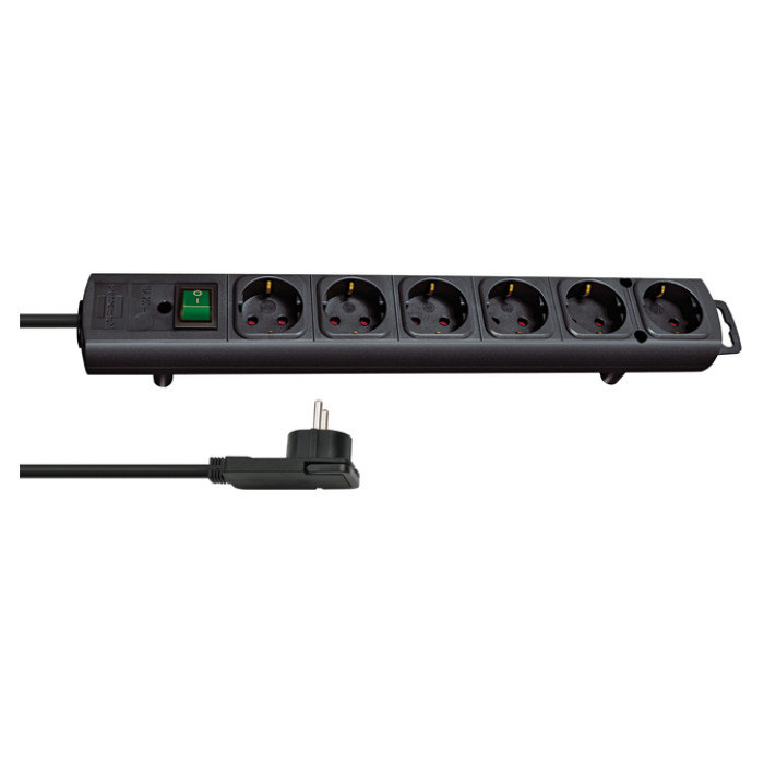 Stekkerdoos Brennenstuhl Comfort Plus 6 voudig inclusief platte stekker 2 meter zwart