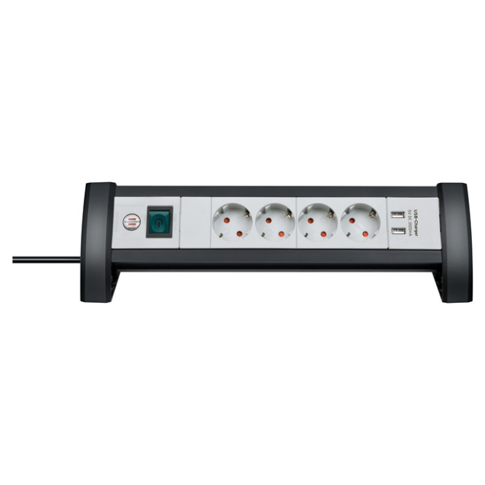 Stekkerdoos Brennenstuhl bureau Premium 4 voudig inclusief 2 USB 1.8 meter wit/grijs