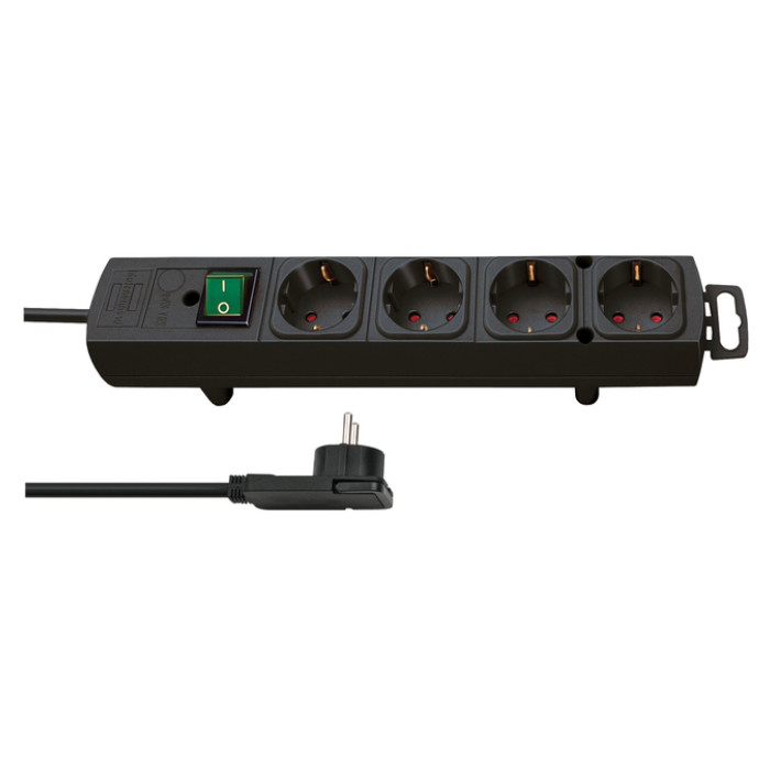 Stekkerdoos Brennenstuhl Comfort Plus 4 voudig inclusief platte stekker 2 meter zwart