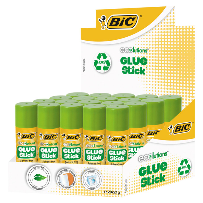Lijmstift Bic ecolutions 21gr doos à 12+8 gratis