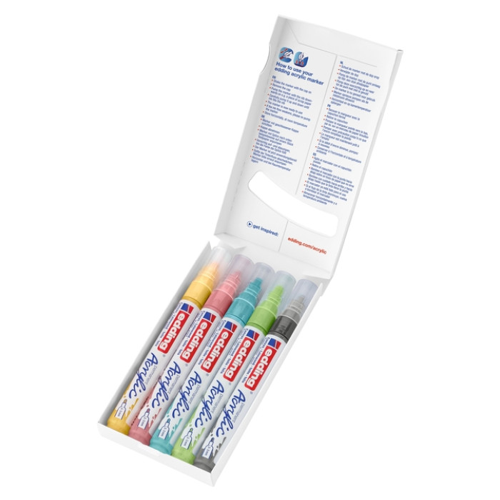 Acrylmarker edding e-5100 medium pastel assorti set à 5 stuks