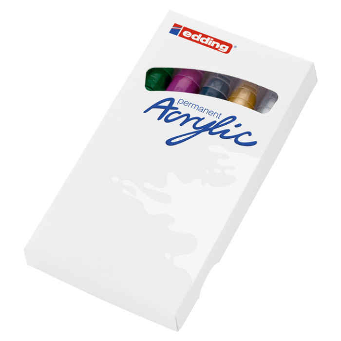 Acrylmarker edding e-5100 medium metallic assorti set à 5 stuks