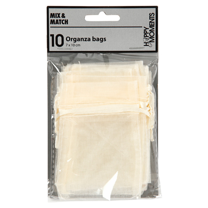 Organza zakjes Creativ Company 7x10cm 10 stuks off-white 10 zak