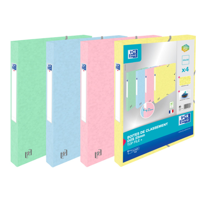 Elastobox Oxford Top File+ A4 25mm pastel assorti 4 stuks