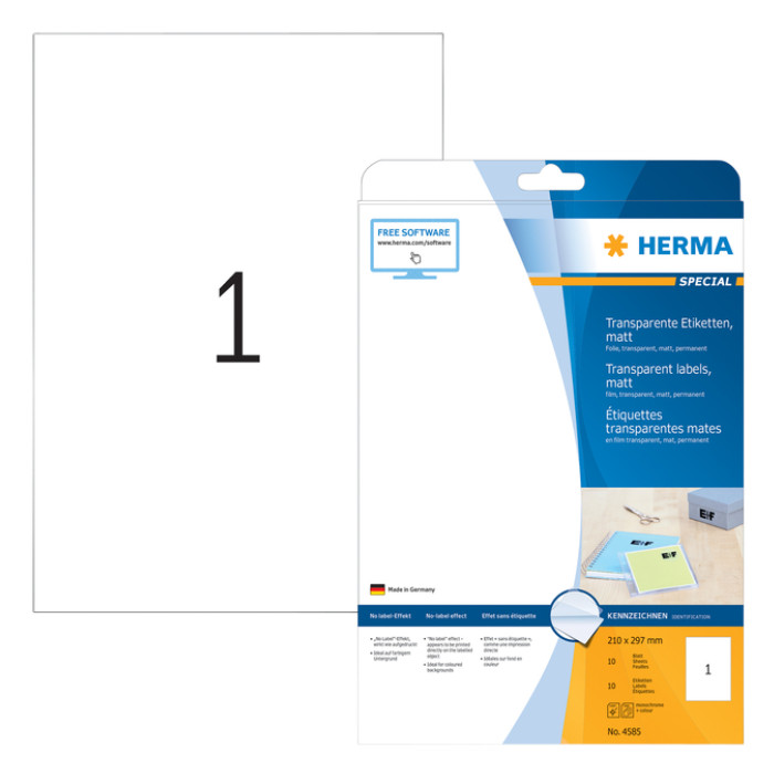 Etiket HERMA 4585 210x297mm weerbestendig transparant mat 10stuks