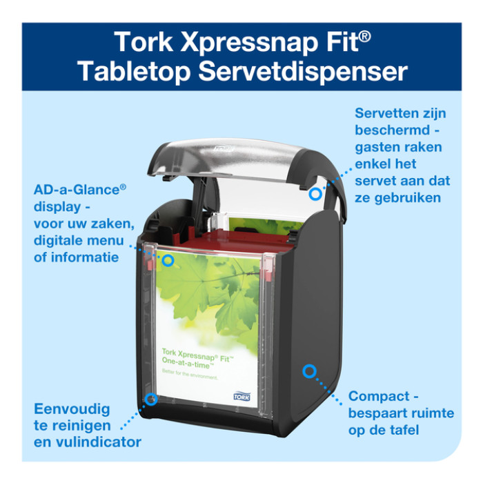 Servetdispenser Tork N14 Xpressnap Fit Signature line zwart 272900