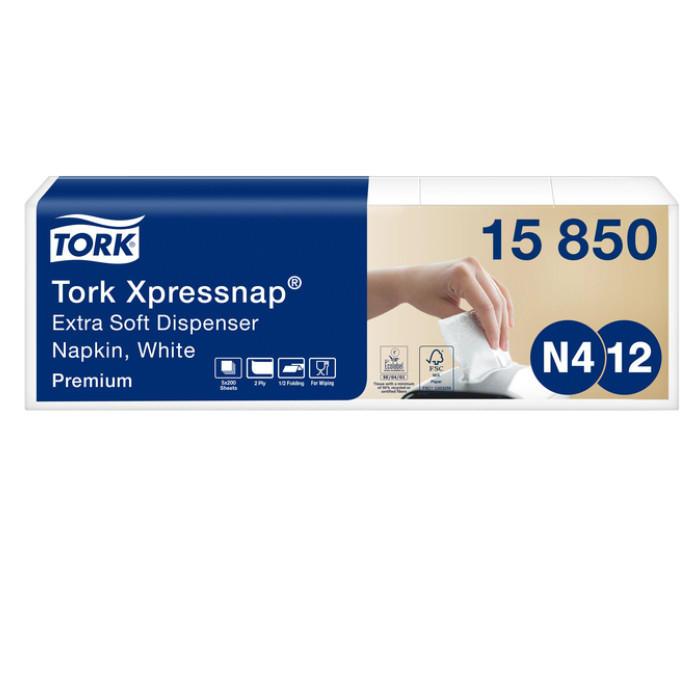 Servet Tork N4 Xpressnap Premium 1/2 vouw 2-laags 213x165mm 1000 vel wit 15850