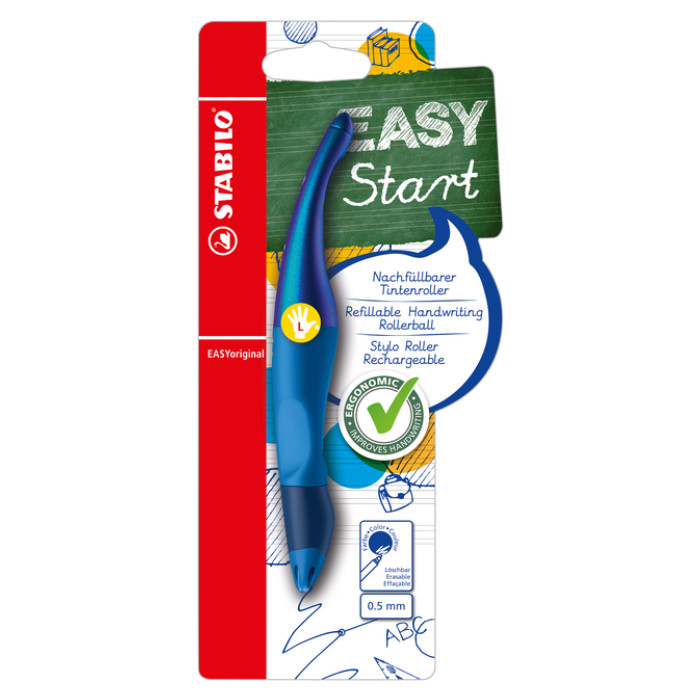 Rollerpen STABILO Easyoriginal linkshandig hologr ed M blauw blister