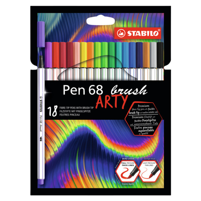Brushstift STABILO Pen 568/18 Arty assorti etui à 18 stuks