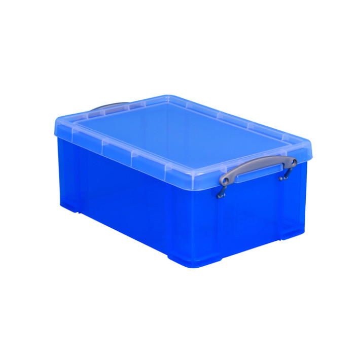 Opbergbox Really Useful 9 liter 395x210x140mm transparant blauw