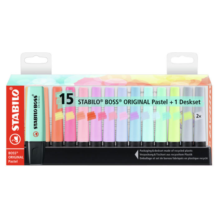 Markeerstift STABILO BOSS Original 70/15 pastel assorti deskset à 15st