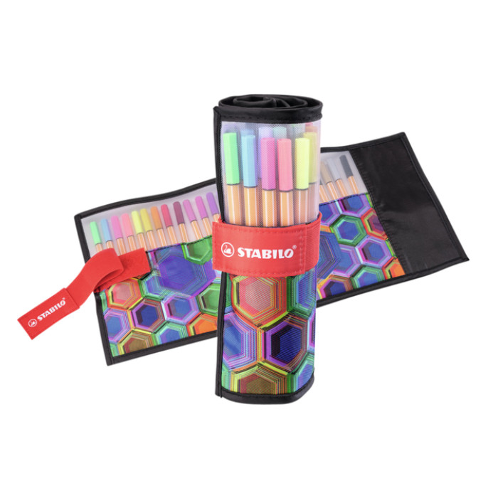 Fineliner STABILO point 88/25 Arty rollerset zwart fijn ass 25st