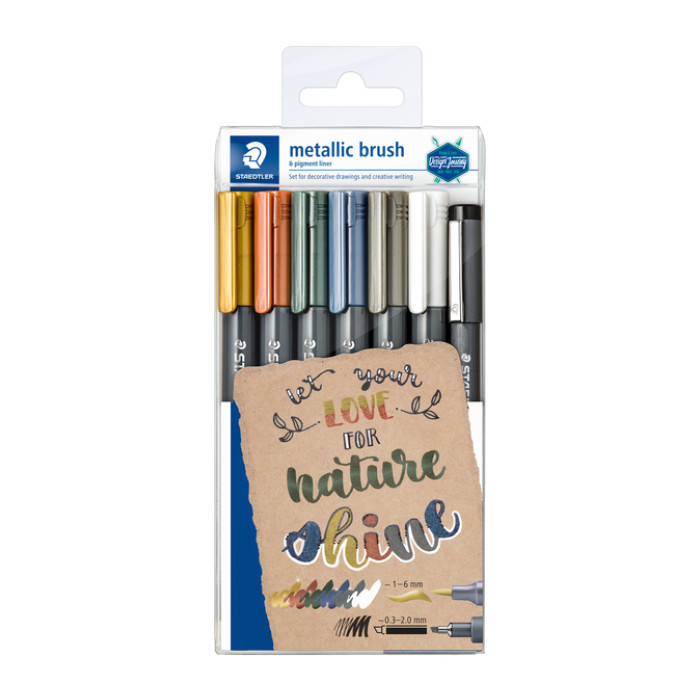 Brushpen Staedtler metallic etui à 7 kleuren