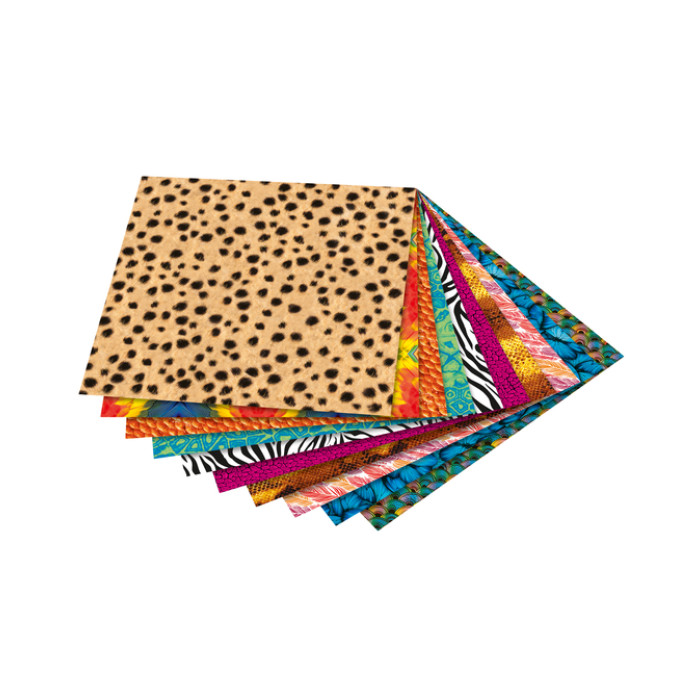 Vouwblaadjes Folia 80gr 15x15cm 50 vel 2-zijdig 10 wildlife designs