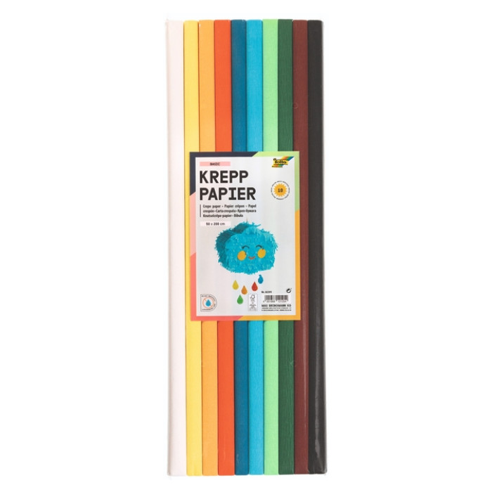 Crêpepapier Folia 50x200cm Basis 10 kleuren