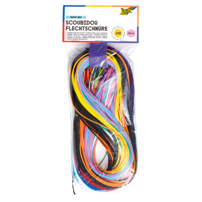 Scoubidoo touwtjes Folia 100cm 100 stuks assorti kleuren