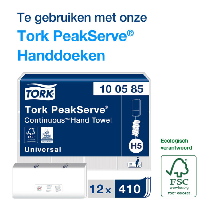 Handdoekdispenser Tork H5 Elevation PeakServe klein zwart 552558