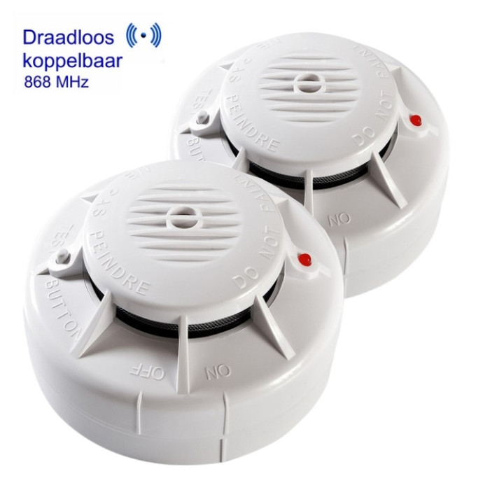 Rookmelder Fito optisch inclusief 3V lithium batterij draadloos koppelbaar