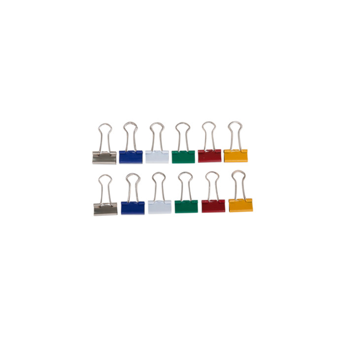 Papierklem MAUL 213 foldback 19mm capaciteit 7mm assorti 12 stuks