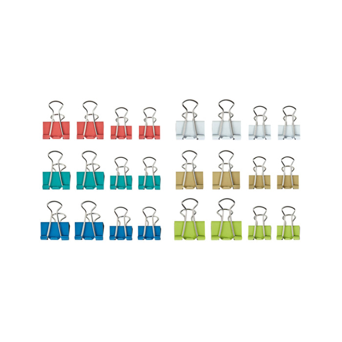 Papierklem MAUL 215 foldback 7mm + 9mm assorti 24 stuks