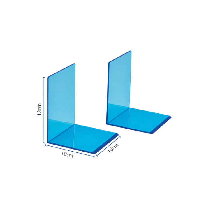 Boekensteun MAUL 10x10x13cm acryl set 2 neon blauw transparant