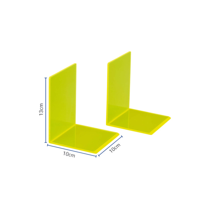 Boekensteun MAUL 10x10x13cm acryl set 2 neon geel transparant